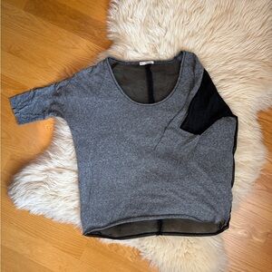 RACHEL Rachel Roy Gray Boxy Asymmetrical 3/4 Sleeve Top